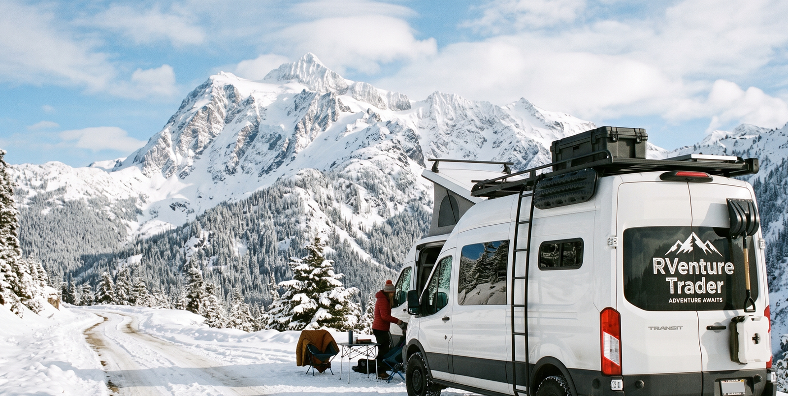 RVenture Trader adventure van campervan in snowy landscape