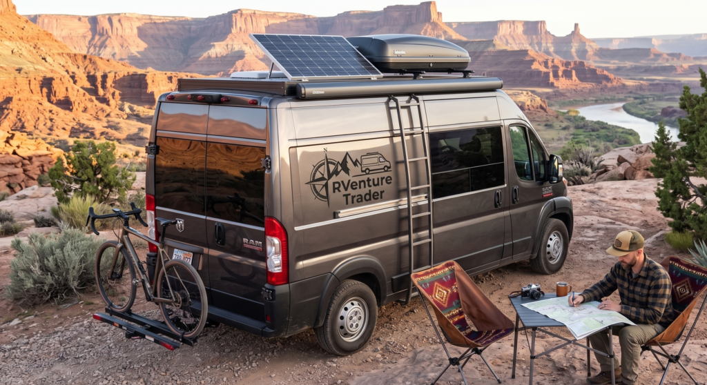 a man camping in camper van