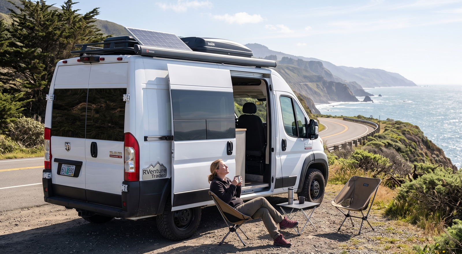 a woman camping in viewpoint