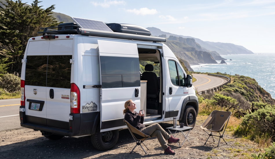 a woman camping in viewpoint
